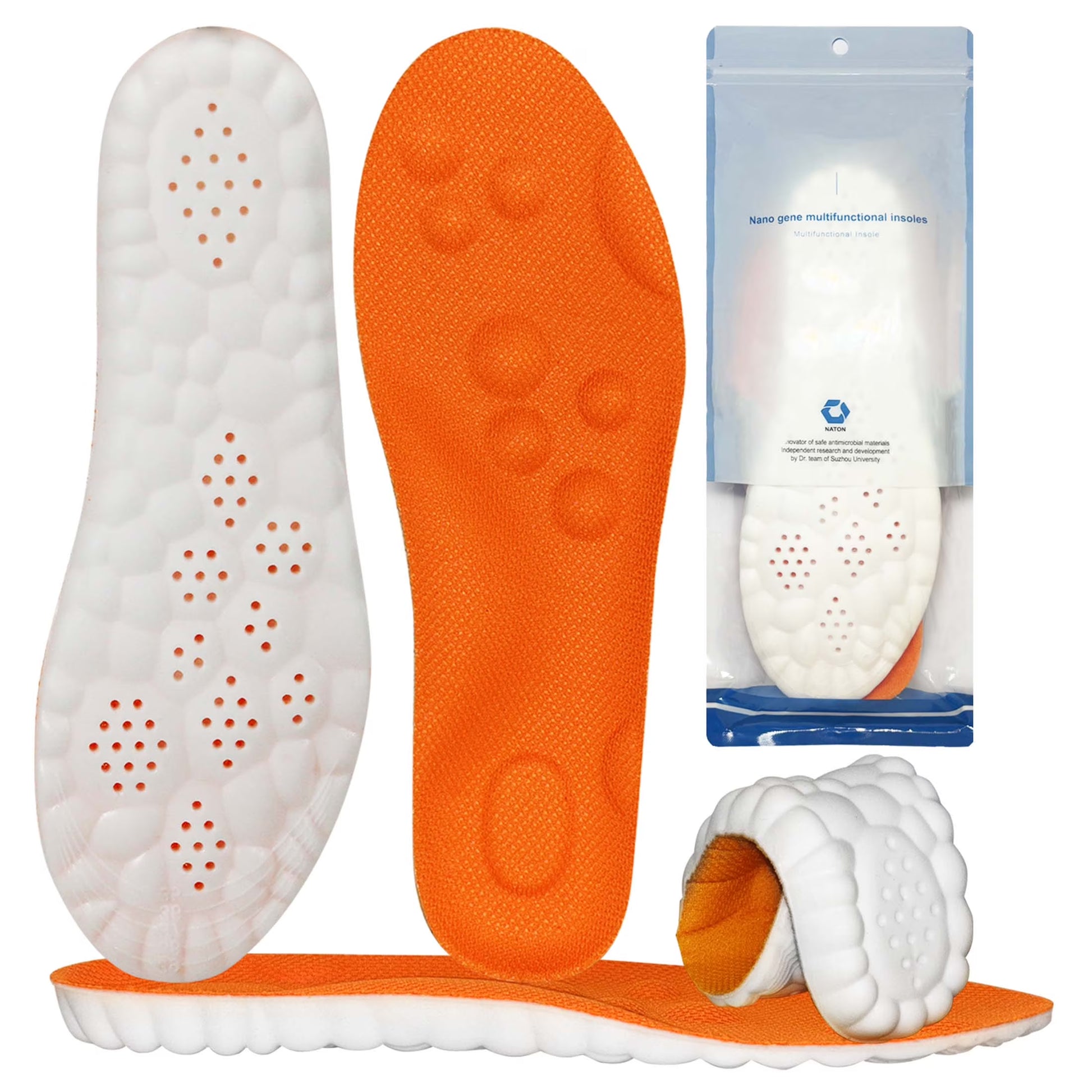 2 PCS Steppers Insoles for Men/Women, Steppers Massage Insoles, 4D Soft Memory Foam Cushioning Sports Cloud Insoles for Men