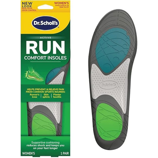 ® Run Active Comfort Foam Insoles, Women Shoe Sizes 5.5-10, 1 Pair, Trim to Fit