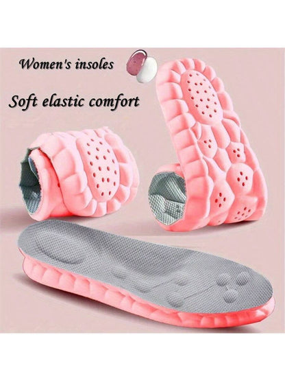2Pcs Super Soft Women'S Comfort Insoles - Self-Adaptive Elasticity, Breathable, Sweat-Absorbent - Perfect for Sports Shoes and Casual Shoes, Pink,Shoes and Boots Accessories