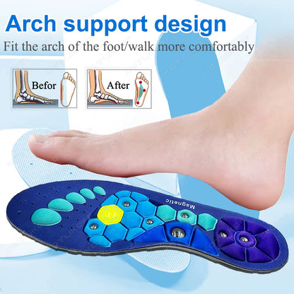 Orthopedic Magnetic Therapy Insoles for Arch Support Shoes Pads Magnet Soft Rubber Health Therapy Acupuncture Comfort Insoles